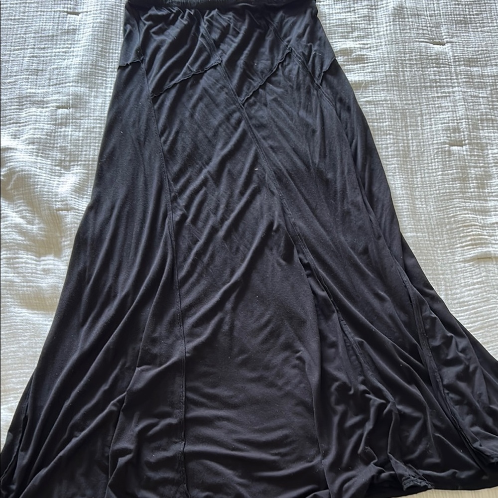 Max Studio Black Asymmetrical A-Line Maxi Skirt